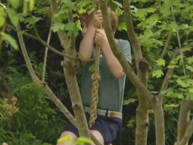 Prince George has a touching moment with his father on the swing. Picture: Instagram/@kensingtonroyal