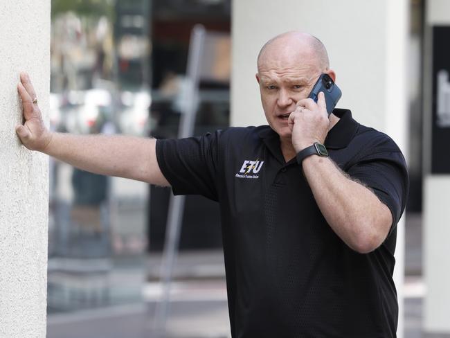 ETU NSW/ACT Secretary Allen Hicks’ members have been taking part in protected industrial action before the court injunction. Picture: Richard Dobson