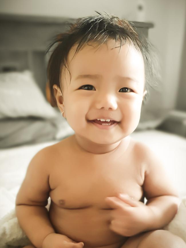 Maya Sherpa is happy after the shower. Picture: Kalden (Father)