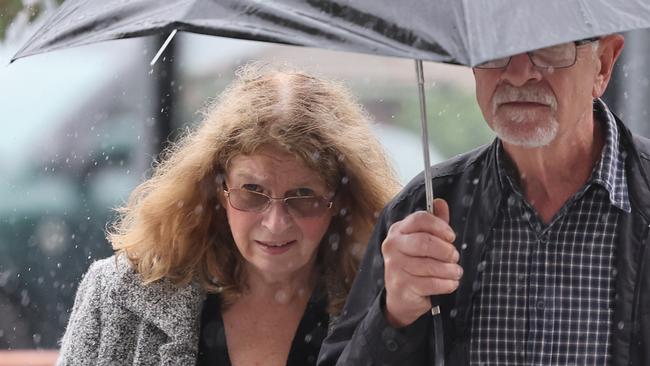 Janine Lusher and a supporter outside the Adelaide Magistrates Court. Picture: NewsWire / David Mariuz