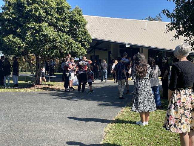 Early arrivals at Natalie’s funeral. Picture: Fergus Gregg