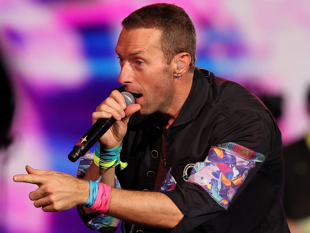 Chris Martin of Coldplay performs on stage at Optus Stadium on November 18, 2023 in Perth. Picture: Paul Kane/Getty Images