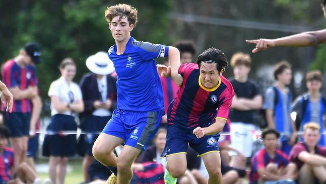 First XI soccer between Brisbane State High School v Churchie. Saturday April 22, 2023. Picture, John Gass