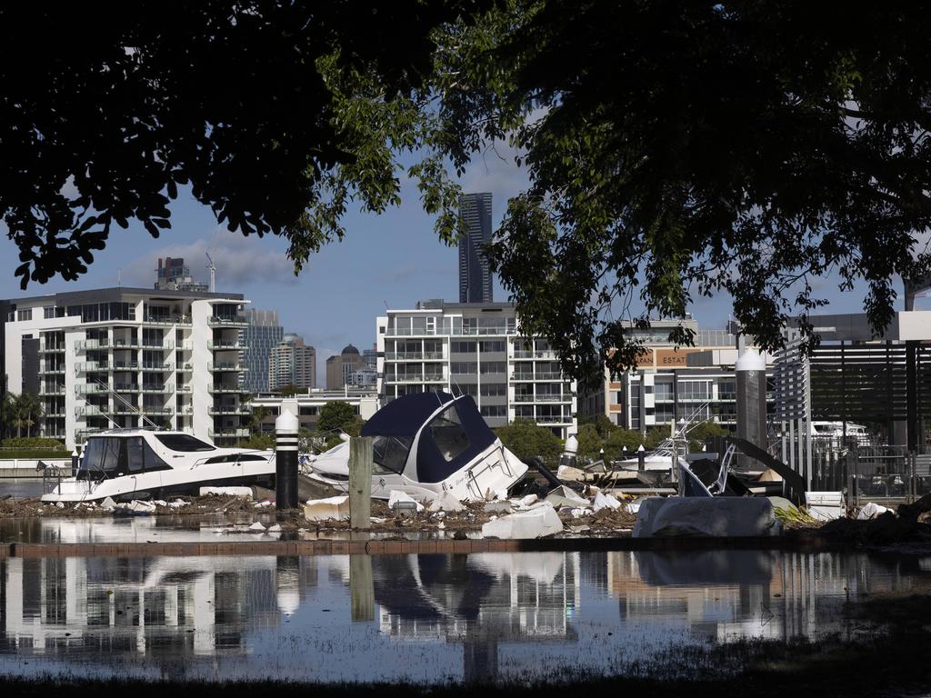 Images of the Hawthorne Ferry terminal which was severely impacted by flooding of the Brisbane river. Picture: NewsWire / Sarah Marshall