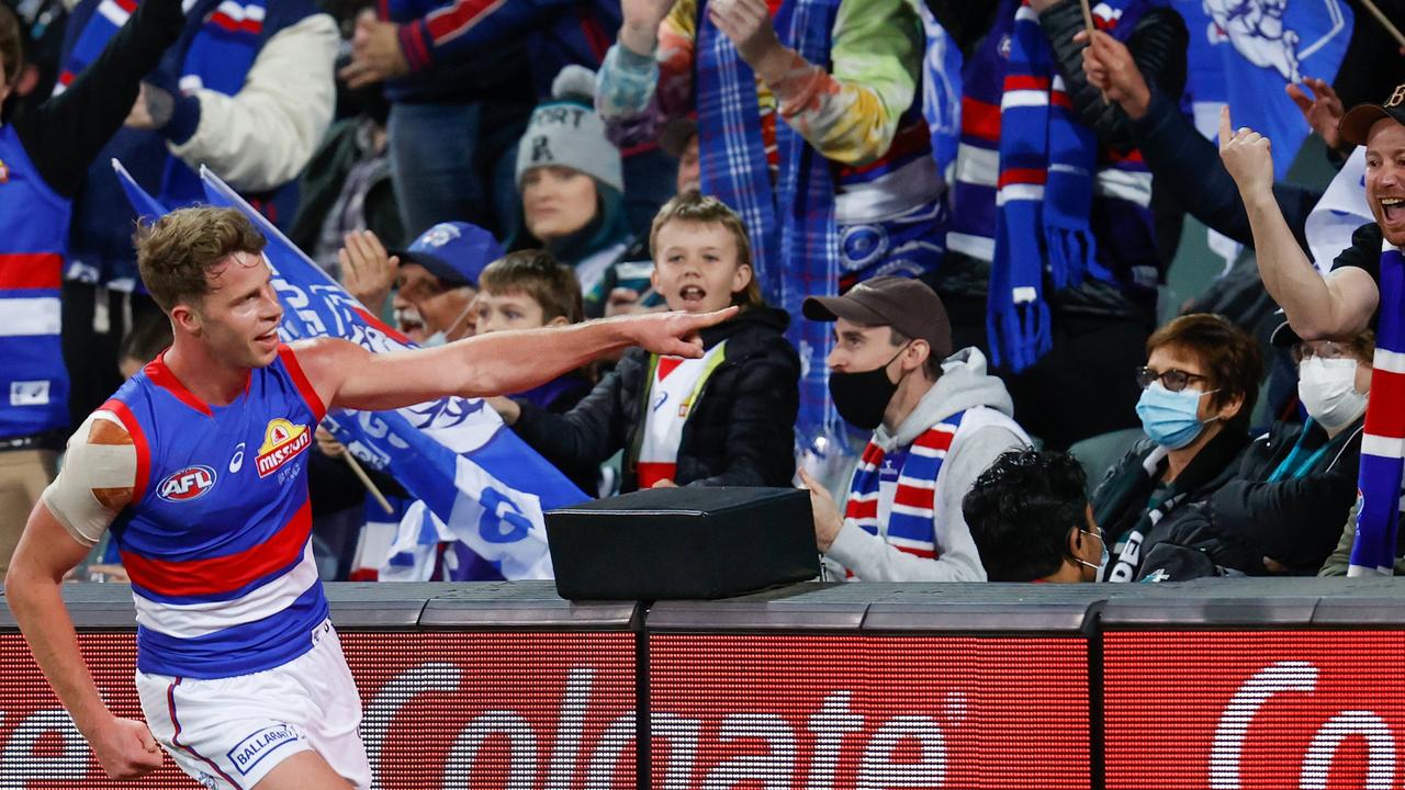 Mitch Hannan was a key part of the Bulldogs’ big win. Picture: Michael Willson/AFL Photos