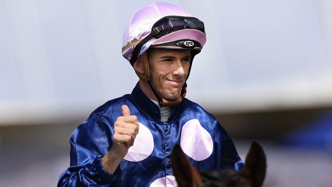 SYDNEY, AUSTRALIA - MARCH 19: Jay Ford on No Compromise returns to scale after winning race 3 the QueenÃ¢â¬â¢s Cup during Sydney Racing Longines Golden Slipper Day, at Rosehill Gardens on March 19, 2022 in Sydney, Australia. (Photo by Mark Evans/Getty Images)