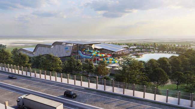 The water park development will transform what is currently an empty paddock.