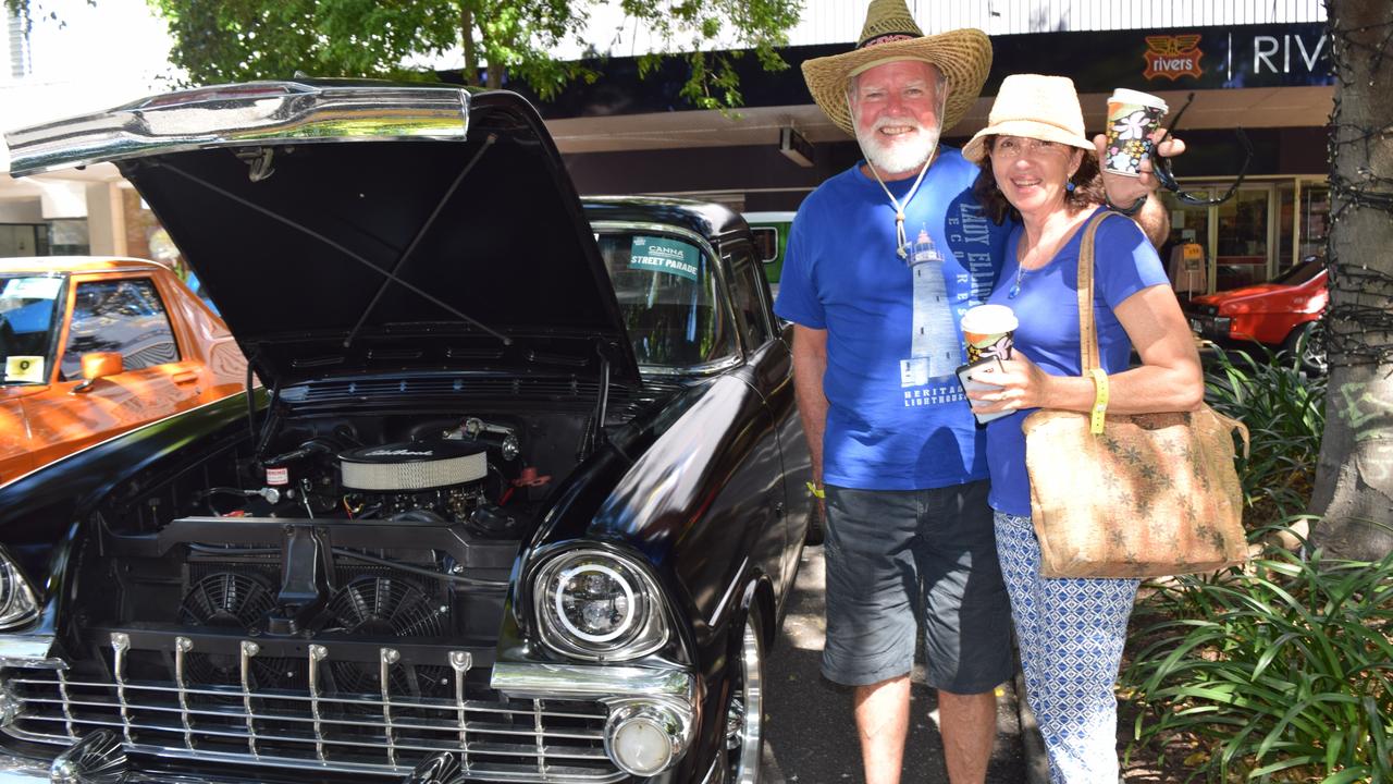 Tony (Left) and Helen Wall at the Rockynats in the CBD on Sunday, April 17.