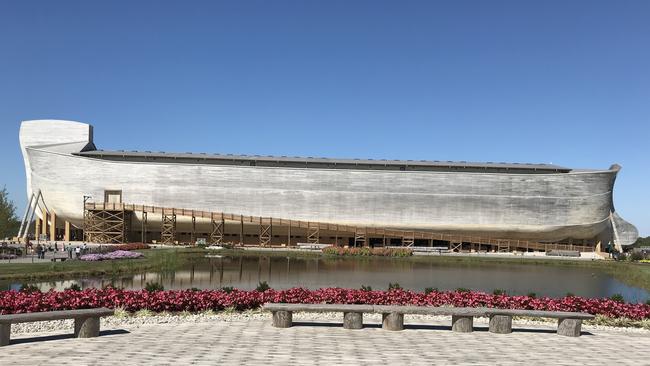 Exterior of Noah's ark replica at the Ark Encounter Theme Park in Williamstown, Kentucky, USA.