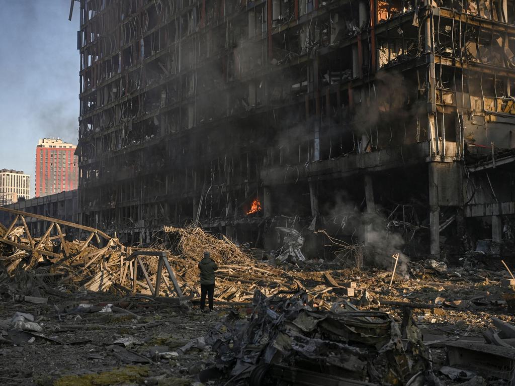 The destroyed Retroville shopping centre in Kyiv. Picture: Aris Messinis/AFP