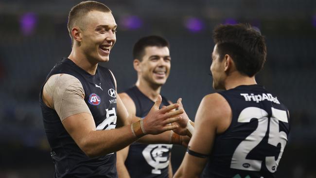 Patrick Cripps is enjoying his football again as Carlton thrives on the field. Picture: Getty Images