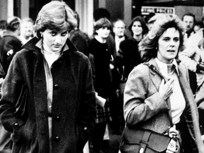 The then Lady Diana Spencer and Camilla Parker-Bowles at Ludlow Races, where Prince Charles was competing, in 1980. Picture: Express Newspapers/Archive Photos