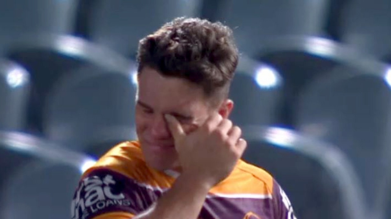 Brisbane Broncos players show some tears after loosing to the New Zealand Warriors in Gosford - Brodie Croft