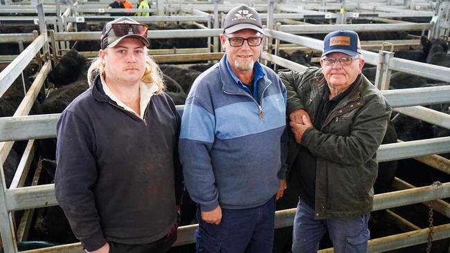Mount Wallace resident Dillon Wood, and Beaufort farmers Robert and Bob Sheedy at CVLX. Picture: Rachel Simmonds