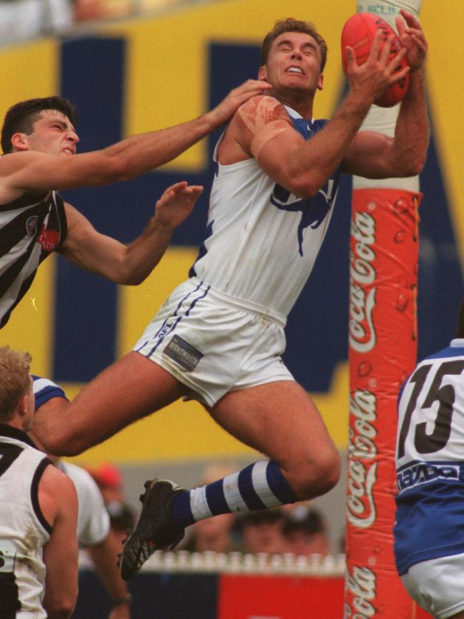 High-flying Naughton is already getting comparisons to the great Wayne Carey. Picture: Joe Mann