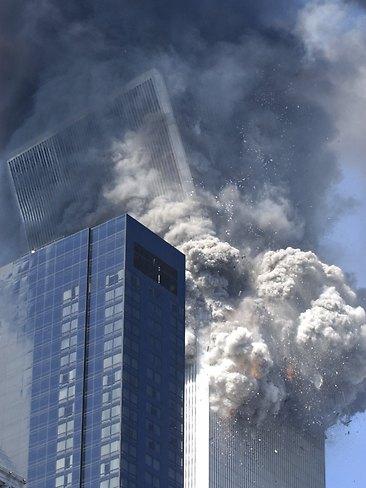 The south tower begins to collapse after the September 11, 2001, terrorist attack on the World Trade Centre. AP