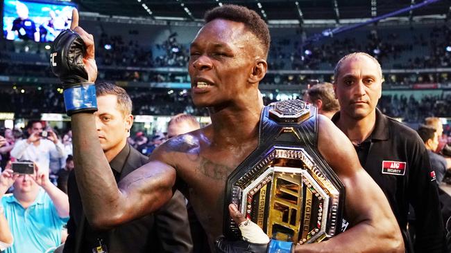 Israel Adesanya will defend his title against Paulo Costa. Picture: AFP Photo