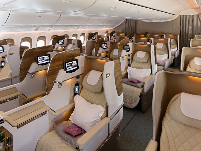 ESCAPE: Early european airfares, September 16 -  Emirates, Boeing 777, Business Class Cabin. Picture: Emirates