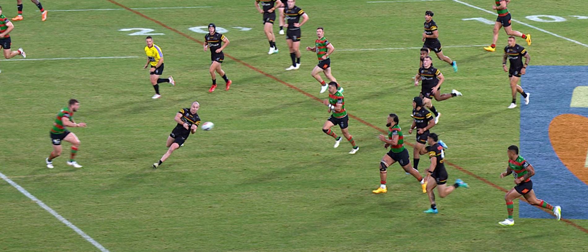 The Souths players were walking back onside.