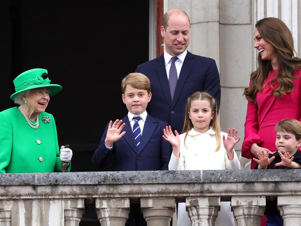 The Queen with the Cambridges on the balcony during the Platinum Jubilee celebrations. Picture: Chris Jackson/Getty Images