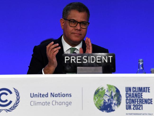 Britain's President for Cop26 Alok Sharma during the final stages of the conference. Picture: Paul Ellis / AFP