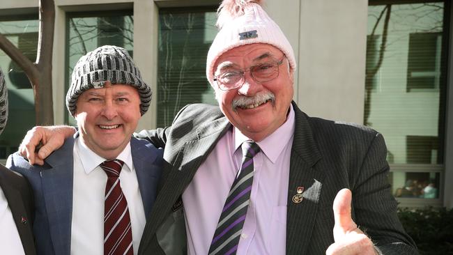 Anthony Albanese and Warren Entsch showing their support for the Mark Hughes Foundation. Mr Albanese says he has a good relationship with Mr Entsch. Picture Kym Smith