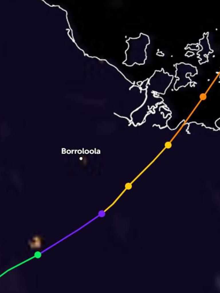 The path of then TC Megan which passed close to Borroloola. Picture: Zoom Earth.