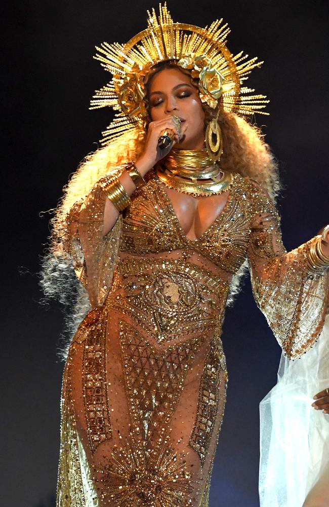 Beyonce performs onstage during The 59th GRAMMY Awards at STAPLES Center on February 12, 2017 in Los Angeles, California. Picture: Getty