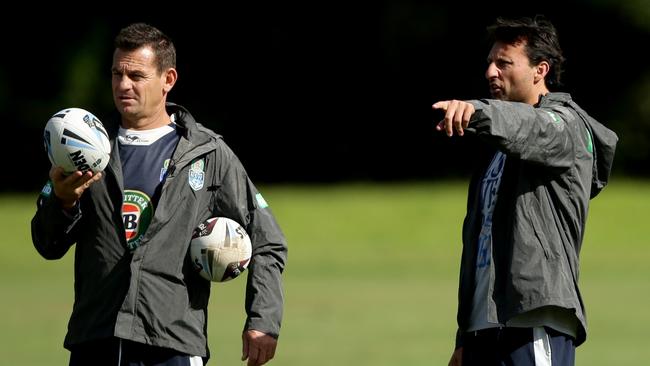 Matt Parish (left) when he was an assistant to Laurie Daley with the NSW Blues squad. Picture: Gregg Porteous