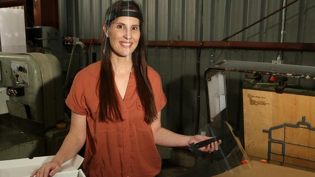 Monique Samara has transformed Packqueen’s business operations into creating thousands of plastic face shields for essentials workers. Picture: Hamish Blair