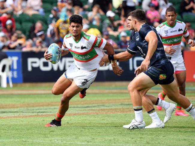 Jaxson Paulo might have to sit behind Souths' glittering backline for a bit... but he'll be worth the wait. Picture: Grant Trouville/NRL Photos