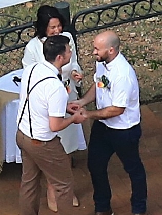 The pair tied the knot in the Hunter Valley with Kerr’s mum as the celebrant. Picture: Adam Taylor