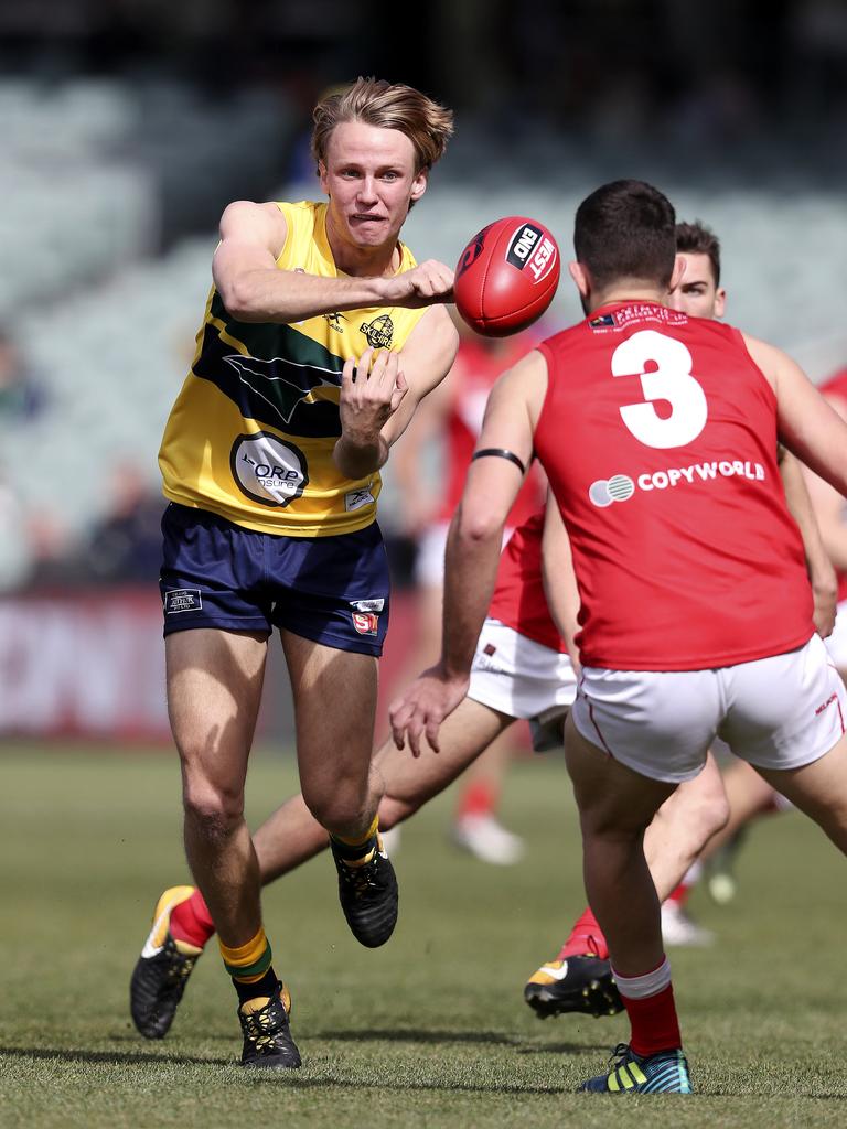 Lukosius in action for Woodville West-Torrens in 2018. Picture SARAH REED