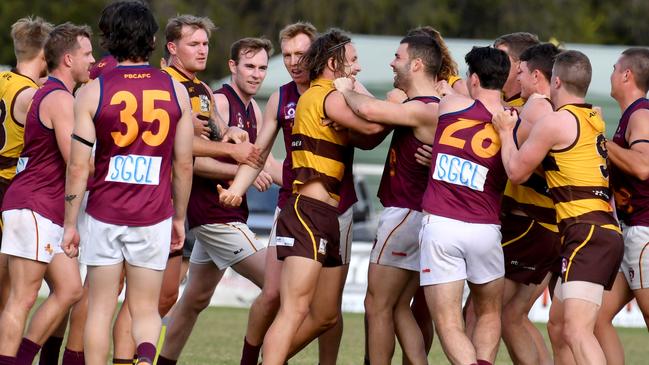 Senior QAFL aussie rules Aslpey v Palm Beach . Picture, John Gass