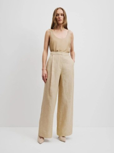 Country Road Organically Grown Linen Yarn Dyed Pant in Wheat. Picture: Myer.