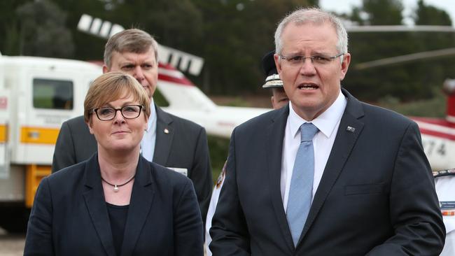 Defence Minister Linda Reynolds with Prime Minister Scott Morrison.