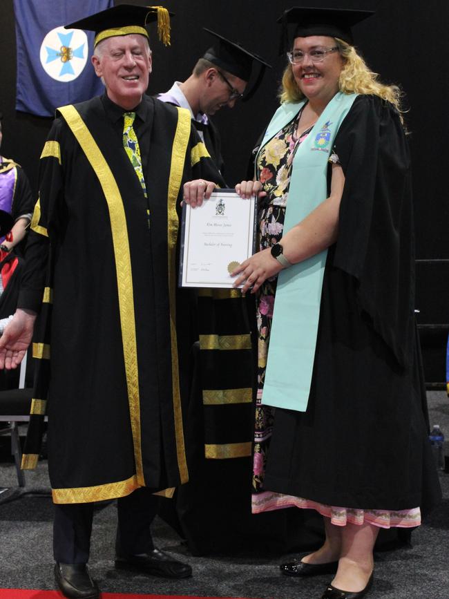 Kim James graduated with a Bachelor of Nursing at the CQUniversity graduation ceremony in Bundaberg on December 14, 2023.