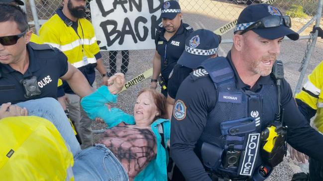 Binybara Camp protesters were removed from the Lee Point development site as land clearing begins on Tuesday, April 30. Picture: Zizi Averill