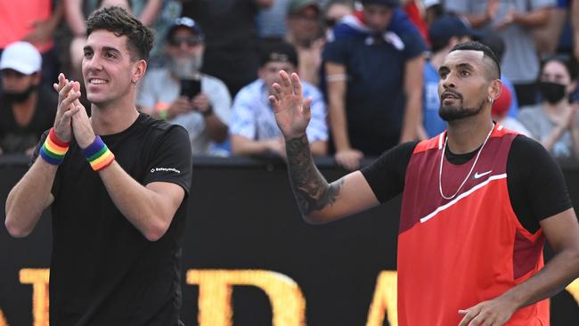 Thanasi Kokkinakis and Nick Kyrgios after winning their third round doubles match