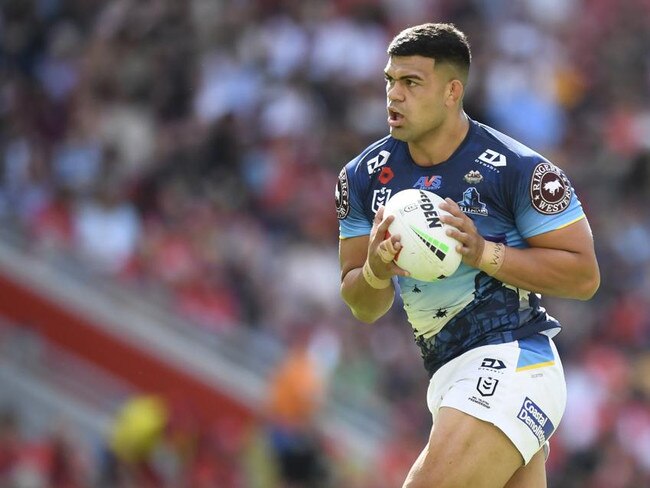 Titans star David Fifita is yet to train with the squad since suffering a pectoral injury in December. Picture: NRL Images.