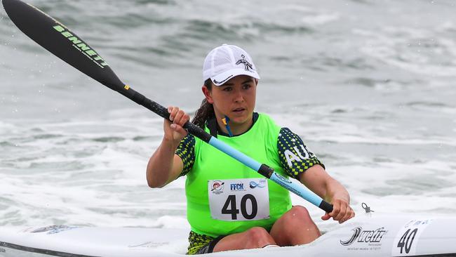 Central Coast paddler Jemma Smith on her way to winning a world title.