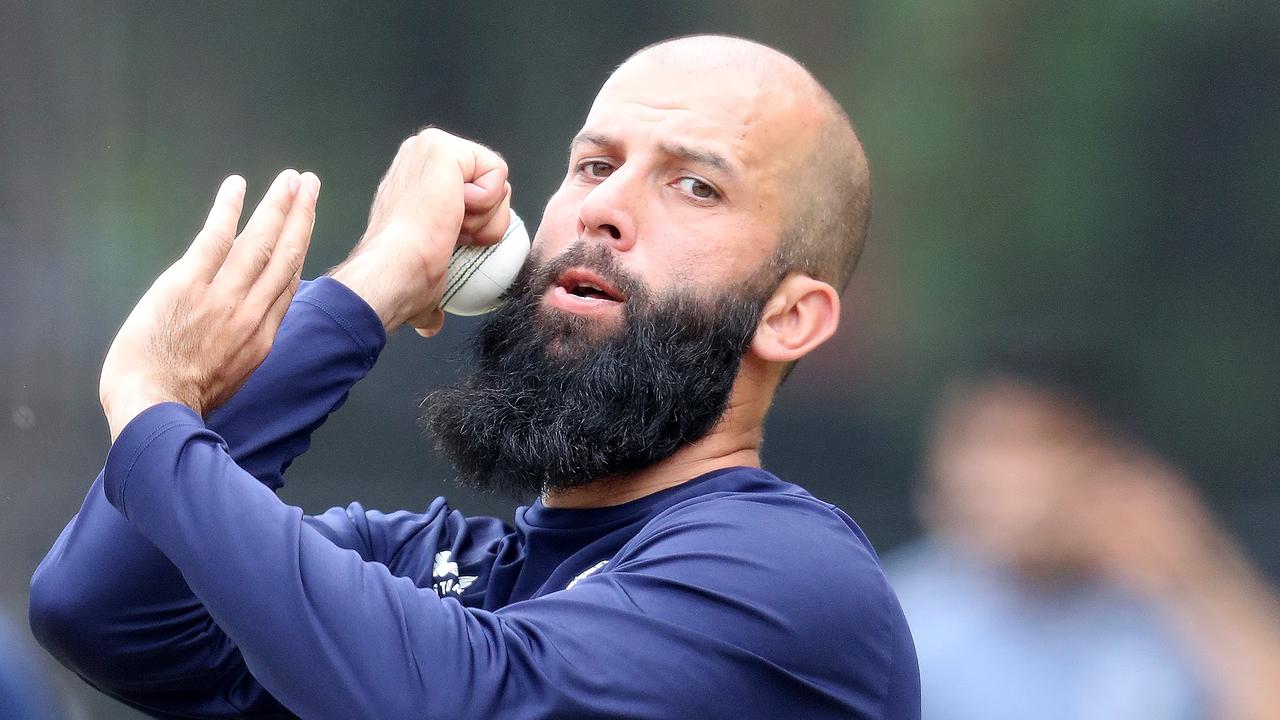 Moeen Ali during a England T20 World Cup squad training session. Photo by Sarah Reed/Getty Images