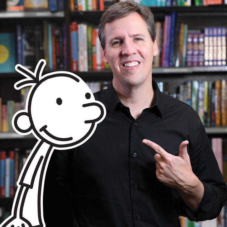 Diary of a Wimpy Kid author Jeff Kinney, pictured with the hilarious antihero star of the series, Greg Heffley. Picture: Filip Wolak