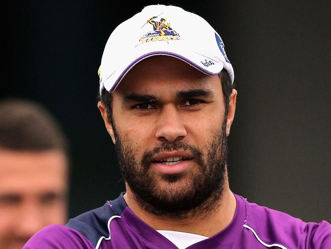 MELBOURNE, AUSTRALIA - JULY 15: Justin O'Neill looks on during a Melbourne Storm NRL training session at Gosch's Paddock on July 15, 2014 in Melbourne, Australia. (Photo by Robert Prezioso/Getty Images)