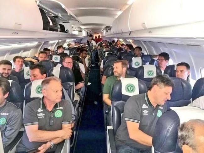 The last known picture of the 22 players and officials of the Brazilian professional football side Chapecoense. Picture: Twitter.