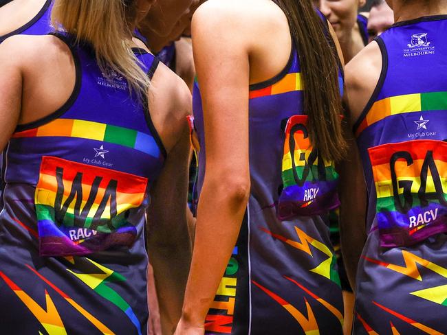 The Melbourne University Lightning during a huddle.