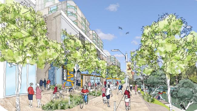 Frankston’s structure plan aims to create a promenade for shopping and dining along Kananook Creek. Picture: artist’s impression.