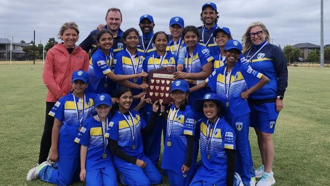 WRJCA representative girls celebrating after winning the VMCU U12 Claudia Fatone shield. Picture: Supplied