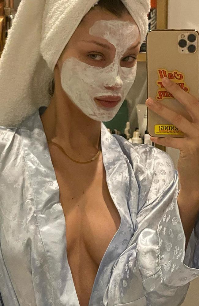 Bella Hadid shows how to nail a DIY facial. Picture: Instagram