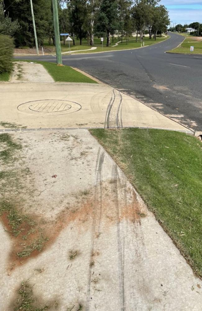 The skid marks at the scene. Photo/Emily Devon